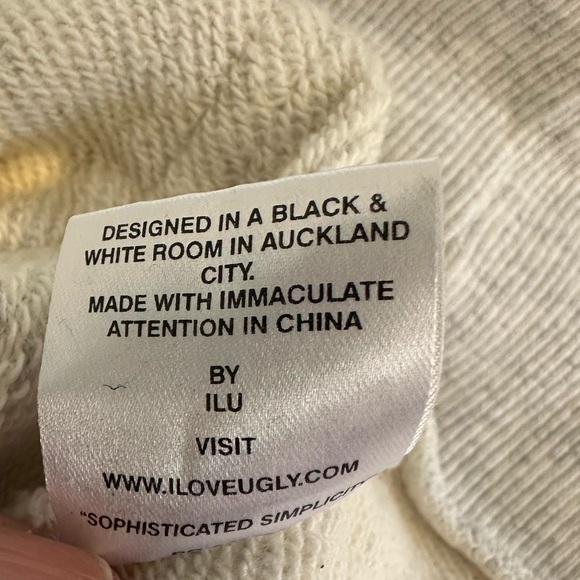 Men's “I Love Ugly" oversized hoodie light Heather gray size XS EUC. Unisex - Picture 13 of 13